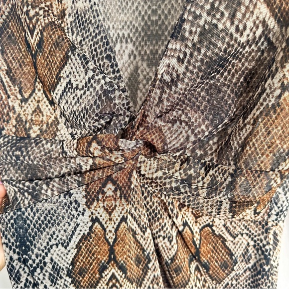 Brown Tan Long Sleeve Wrap Bodycon Dress - Picture 4 of 8